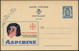 BELGIEN 1941 50 C. Reklame-P Blau: BAYER/CONTRE TOUTES DOULEURS/RHUMATISME, GRIPPE../ASPIRINE (Frauenkopf, Bayer-Logo) U - Apotheek