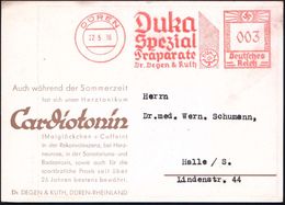 DÜREN/ Duka/ Spezial/ Präparate/ Dr.Degen & Kuth 1936 (22.5.) AFS (Logo) Auf Color-Reklame-Ak.: Cardiotonin (Maiglöckche - Medicine