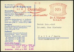 OSTHOFEN/ (RHEINHESSEN)/ Ovomaltine/ Stärkt Auch Sie!/ Dr.A.Wander/ GmbH 1938 (15.2.) AFS Auf Reklame-Kt. Für Malzpräpar - Geneeskunde