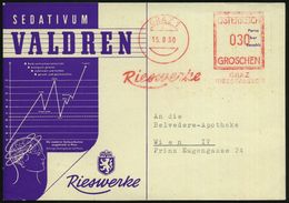 ÖSTERREICH 1960 (15.9.) AFS: GRAZ 1/Rieswerke Auf Reklame-Kt.: SEDATIVUM VALDREN (= Baldrian-Frischwurzel-Präparat) Inl. - Geneeskunde