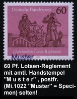 B.R.D. 1979 (Okt.) 60 Pf. "3 Jahrhunderte Lotsen-Regiment" + Amtl. Handstempel  "M U S T E R" + Amtl. Ankündigungsblatt  - Schiffahrt