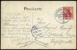 DEUTSCHES REICH 1905 (30.8.) 1K-BPA: DEUTSCHE SEEPOST/LINIE/HAMBURG-/NEW YORK/II. = D. "Hamburg" , Glasklar Auf EF 10 Pf - Maritiem