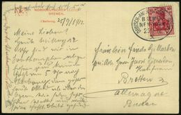 DEUTSCHES REICH 1912 (25.9.) Oval-BPA: DEUTSCH-AMERIKANISCHE SEEPOST/ BREMEN-/ NEW-YORK/X , Klar Gest. Reederei-Foto-Ak. - Schiffahrt