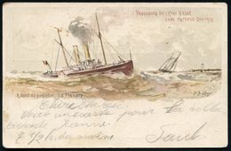 BELGIEN 1899 (5.9.) 10 C. Albert, Rotbraun: PAQUEBOT DE L'ETAT BELGE, LIGNE OSTENDE - DOUVRE, A Bord Du Paquebot "La Fla - Marítimo