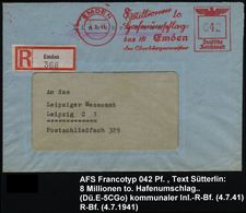 EMDEN/ 8 Millionen To./ Hafenumschlag:/ Das Ist Emden/ D.Oberbürgermeister 1941 (4.7.) AFS 042 Pf., Teils Sütterlin + RZ - Schiffahrt