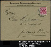 STRASSBURG/ *(ELSASS)1 1898 (3.12.) 1K-Gitter Auf Firmen-Bf.: STRASSBURGER RHEINSCHIFFAHRTS-GMBH  (Mi.47 EF) - BINNENSCH - Maritime