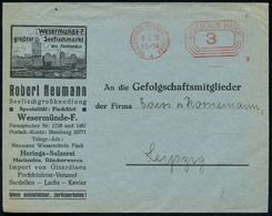 WESERMÜNDE-FISCHEREIHAFEN/ A/ DEUTSCHES REICH 1938 (9.2.) Post-FS 3 Pf. "Achteck"-Wertrahmen Auf Reklame-Bf.: Robert Neu - Schiffahrt