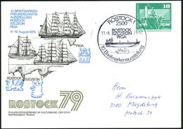 2500 ROSTOCK/ 10.Briefm.-Ausstellung 1979 (11.8.) SSt (2 Frachter) Auf Passender PP 10 Pf. PdR., Grün: ROSTOCK 79.. = Gr - Maritiem