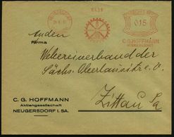 NEUGERSDORF/ (SACHSEN)/ C.G.HOFFMANN/ AG 1931 (24.4.) Dekorativer AFS = Leuchtturm (vor Zahnrad) Auf Firmen-Bf. (Dü.E-1C - Leuchttürme