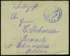 DEUTSCHES REICH 1914 (9.12.) Blauer 1K-Brücken-Briefstempel: Kaiserliche Marine/ Kommando/ S.M.S. "Elsass" (= MSP No.162 - Maritiem