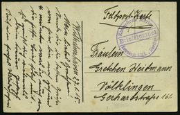 DEUTSCHES REICH 1915 (27.1.) Seltener, Viol. 1K-Brücken-Briefstempel: Kaiserliche Marine/Kommando S.M.S. "Berlin" (= MSP - Maritiem