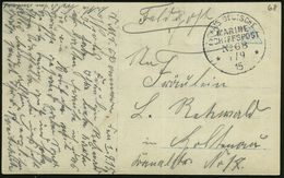 DEUTSCHES REICH 1915 (1.9.) 1K-BPA: KAIS. DEUTSCHE/MARINE-/SCHIFFSPOST/No. 68 = S.M.S. "Pommern", Linienschiff, Am 1.6.1 - Schiffahrt