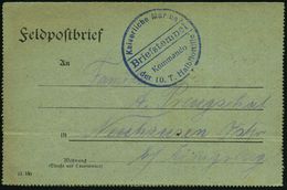 DEUTSCHES REICH 1918 (31.5.) Blauer 1K-Brücken-Briefstempel: Kaiserliche Marine/Kommando/der 10. T.(orpedoboots)-Halbflo - Schiffahrt