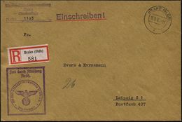 BRAKE (OLDB)/ A 1939 (16.5.) 2K-Steg + RZ: Brake (Oldb) + Viol. Ra.: FdA/R/Marine-Standortverwaltung.. + 2 Weitere Viol. - Marittimi