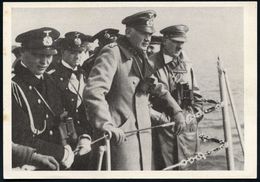 DEUTSCHES REICH 1935 S/w.-Foto-Ak.: Hitler, Adm. Raeder U. Reichswehrminister Von Blomberg An Bord (Panzerschiff) "Deuts - Marittimi