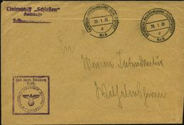 DEUTSCHES REICH 1938 (29.1.) 2K-BPA.: DEUTSCHE KRIEGSMARINE-SCHIFFSPOST/d/Nr.4 + Viol. 3L: Linienschiff "Schlesien".. +  - Schiffahrt