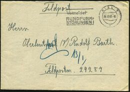 KIEL 1/ V/ Vermeidet/ RUNDFUNK-/ STÖRUNGEN! 1942 (29.12.) MWSt Auf Feldpost-Bf. An Feldpost-Nr. 29287 = Marine-Stamm-Abt - Schiffahrt