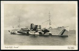 DEUTSCHES REICH 1942 (ca.) S/w.-Foto-Ak.: Begleitschiff "Donau" (= Ex "Nicea") = U-Boot-Begleitschiff (rs. Hs. Vermerk " - Marítimo