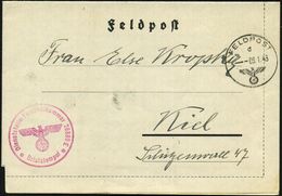 DEUTSCHES REICH /  OSTLAND 1943 (8.1.) 1K: FELDPOST/d/--- + Roter 1K-HdN: Feldpostnr. 26889 = Admiral  O S T L A N D (Ba - Maritiem