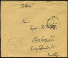 DEUTSCHES REICH 1943 (8.4.) 1K: FELDPOST/b/--- + Viol. 1K-HdN: Feldpostnr. 00657 (etw. Hell) + Rs. Hs. Abs. = Seetranspo - Maritime