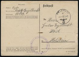 DEUTSCHES REICH 1943 (3.9.) 1K: FELDPODT/o/--- + Viol. 1K-HdN: Feldpostnr. 18499 =  K R I M  ,  Hafen-Kdo.  J A T A + Hs - Marittimi