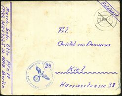 DT.BES.DÄNEMARK 1944 (28.11.) Stummer 2K = Tarnstempel + Blauer 1K-HdN.: Feldpostnr. 09555 = Sperrschule  S O N D E R B  - Marittimi