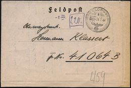 DT.BES.ITALIEN 1944 (24.7.) 1K: FELDPOST/b/--- + Rs. Hs. Abs.: "..M 28819, Mar. Feldp. Amt Wien" =  Marine - W E R F T   - Schiffahrt