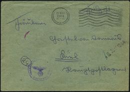 DT.BES.LETTLAND 1944 (20.5.) Stummer MaWellenSt.: A = Tarnstempel  R I G A  (Mi.66) + Viol. 1K + Rs. Hs. Abs.: Fp.Nr. "M - Maritiem