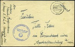 DT.BES.NIEDERLANDE 1941 (1.12.) Stummer 2K-Steg: "uu" = Tarnstempel Rotterdam + Blauer 1K-HdN: Kriegsschiffbaulherabteil - Schiffahrt