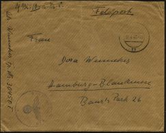 DT.BES.NIEDERLANDE 1943 (21.4.) Stummer 2K: "yy" = Tarnstempel + Viol. 1K-HdN: Ortskdtr. I 874 + Hs. Abs.: "Fp. Nr. 3045 - Schiffahrt