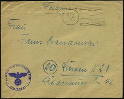 DT.BES.NIEDERLANDE 1944 (12.8.) Stummer MaWellenSt. = Tarnstempel Amsterdam + Viol. 1K-HdN: Feldpostnr. M 01474 = Komman - Marittimi