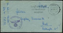 LÜBECK 1/ B/ Vergiß Nicht Straße/ U.Hausnummer.. 1943 (18.12.) MWSt + Viol. 1K-HdN: Feldpostnr. M 29 340 = Torpedo-Schul - Maritiem