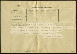Stuttgart-Weil-im-Dorf 1943 (9.7.) Marine-Telegramm "Marinenachrichtendienst" An Feldpost-Nr. M 51890 = Zerstörer "Z 38" - Maritiem