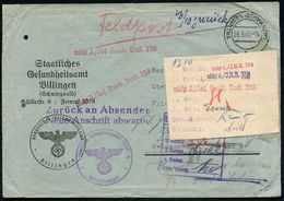 VILLINGEN (SCHWARZW)/ H 1942 (26.9.) 2K-Steg Auf Dienst-Vordr.-Bf.: Staatl. Gesundheitsamt Als Feldpost-Bf. (kleine Akte - Maritiem