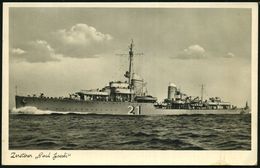 DEUTSCHES REICH 1939 (ca.) S/w.-Foto-Ak.: Zerstörer "Paul Jacobi" (Z 5) Ungebr. (Bilder-Verlag F.F., W'haven) - DEUTSCHE - Maritiem