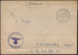 DEUTASCHES REICH /  FRANKREICH 1940 (1.12.) Stummer 2K-Steg = Tarnstempel + Viol. 1K-HdN: Fp.-Nr. 22161 = "Sperrbrecher  - Maritiem