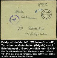 Gotenhafen 1944 (17.4.) Stummer, Ehem. Polnischer 2K-Steg: *a* = Tarnstempel Gotenhafen + Viol. 1K-HdN: Kommando 2. Unte - Duikboten