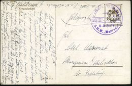 DEUTSCHES REICH 1918 (19.6.) Viol. 1K.-Brücken-Briefstempel: Kaiserliche Marine/U-Schule/ S.M.W. "Waltraute" (= MSP No.  - Sottomarini