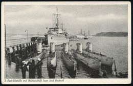 DEUTSCHES REICH 1938 (ca.) S/w.-Foto-Ak.: U-Boot-Flottille Mit Mutterschiff Saar U. Weichsel , Ungebr. (Verlag J. Simons - Sottomarini