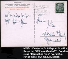 DEUTSCHES REICH 1938 (27.9.) 1K-BPA: DEUTSCHE SCHIFFSPOST/a/KdF-Reise Mit/"Wilhelm Gustloff" = Abb. Schiff! , S/w.-Sonde - U-Boote