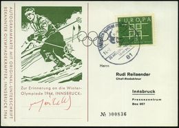 81 GARMISCH-PARTENKIRCHEN 2/ 29.ARLBERG-KANDAHAR-/ SKIRENNEN 1964 (14.2.) SSt = Abfahrtsläufer, Motiv-ähnl. Sonder-Kt.:  - Skisport