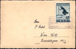 ÖSTERREICH 1936 (21.2.) 12 Gr. FIS-Wettkämpfe, EF = Abfahrts-Läufer + Passender, Viol. SSt: INNSBRUCK/FIS-/WETTKÄMPFE (S - Ski