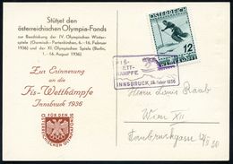 ÖSTERREICH 1936 (22.2.) 12 Gr. FIS-Wettkämpfe, EF = Abfahrts-Läufer + Passender, Viol. SSt: INNSBRUCK/ FIS-/ WETTKÄMPFE  - Ski