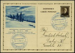 TSCHECHOSLOWAKEI 1935 (20.2.) 1,20 K. BiP Masaryk, Braun: CONCOURS INTERNAT. DE SKI (zweisprachig) + Passender, Blauer S - Skisport