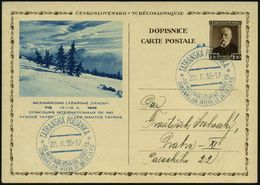 TSCHECHOSLOWAKEI 1935 (20.2.) 1,20 K. BiP Masaryk, Braun: CONCOURS INTERNAT. DE SKI (zweisprachig) + Passender, Blauer S - Skiing