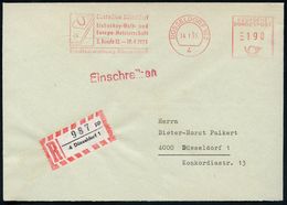 4 DÜSSELDORF 102/ ..Eishockey-Welt-u./ EM/ 2.Runde../ Stadtverwaltung... 1975 (14.1.) AFS 190 Pf. (Logo) + RZ: 4 Düsseld - Hockey (Ice)