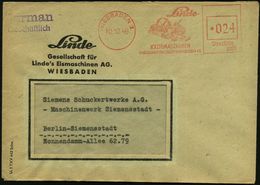 WIESBADEN 1/ Linde/ KÄLTEMASCHINEN/ GESELLSCHAFT FÜR LINDE'S EISMASCHINEN AG 1946 (10.12.) Aptierter AFS = NS-Adler Entf - Hockey (su Ghiaccio)