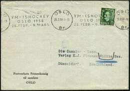 NORWEGEN 1958 (25.2.) BdMWSt.: OSLO/Br./VM-ISHOCKEY/OSLO.. = Eishockey-WM , Klar Gest. Ausl.-Bf.  - - Hockey (Ijs)