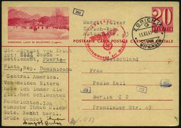 SCHWEIZ 1941 (11.11.) 20 C. Ziffer BiP, Rosa: SORENGO, LAGO DIE MZZANO = Eislauf-Paar , 1K: ZÜRICH 17 + Roter Eingangs-Z - Kunstschaatsen