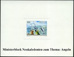 NEUKALEDONIEN 1979 29 F. "Hochsee-Angeln" (Echter Bonto)  U N G E Z.  Ministerblock, Einzelabzug Auf Ungummiertem Karton - Autres & Non Classés